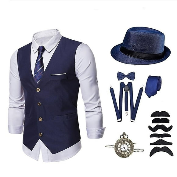 1920s Vest Hat Accesories Detective Set The Great Gatsby Classical Bow Tie Men's Costume Vintage Cosplay Party Wedding