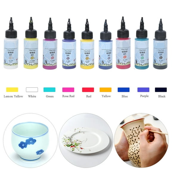 Acrylic Paint Ceramic Paint Painting Pigment 9 Colors Painting Paint Acrylic Paint Painting Pigment DIY Art Drawing SuppliesA7009 Glass Paint