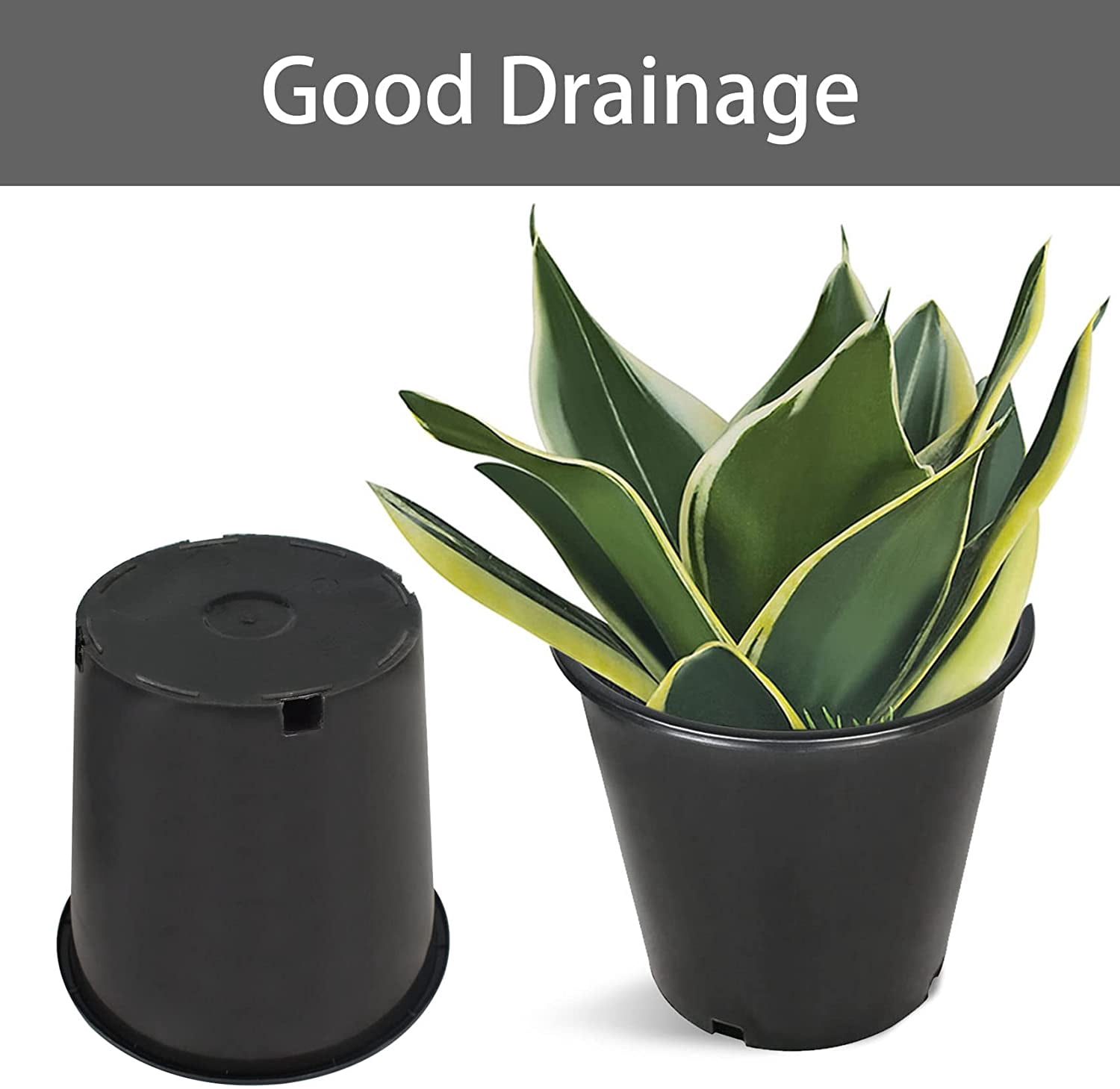 Plant Nursery Pot 10-Pack 1 Gallon Plastic Garden Planter Pots Flower Seedling Injection Molded Container Seed Starting Pot Set for Indoor Outdoor Plants Seedlings Vegetables Black