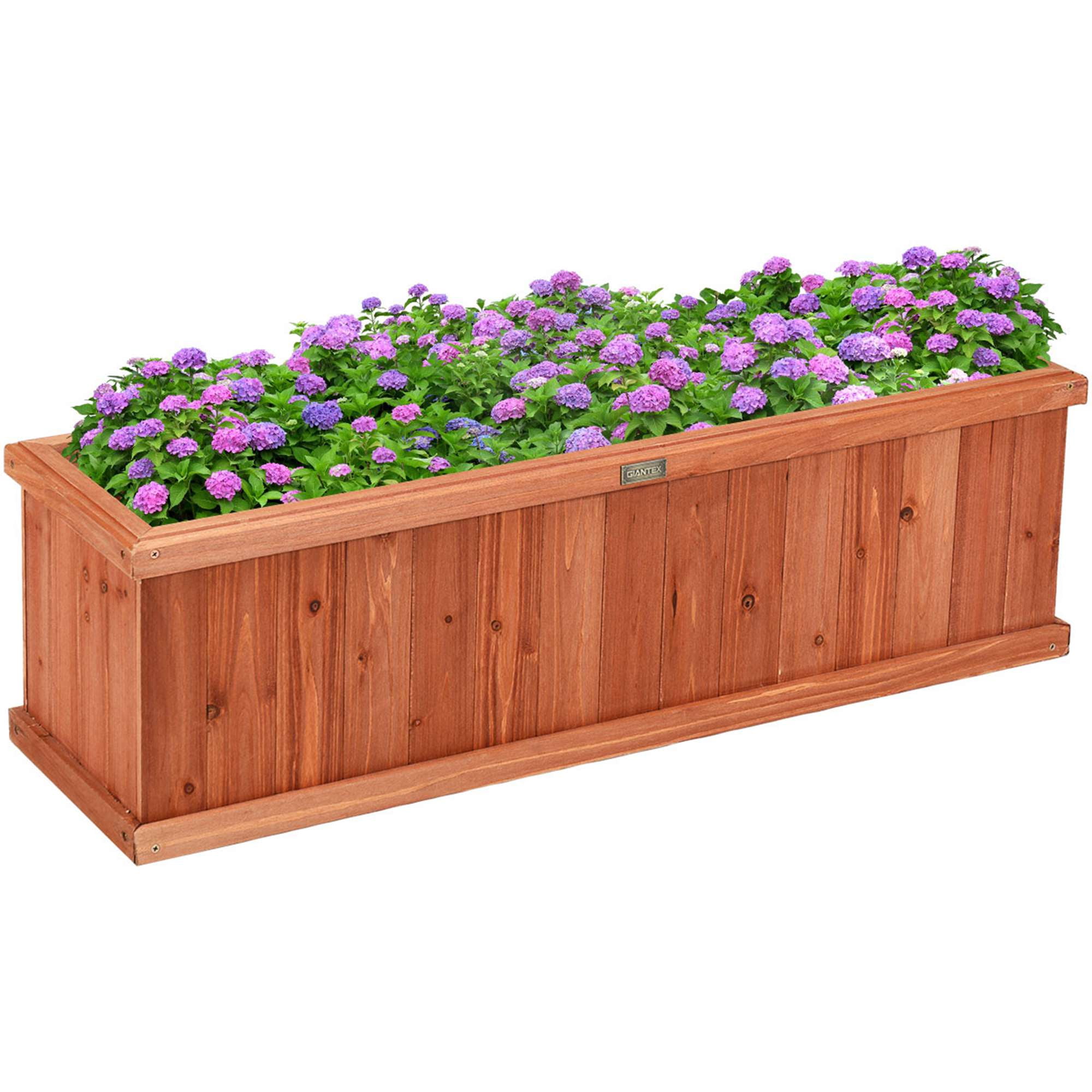 Costway 40 Inch Wooden Flower Planter Box Garden Yard Decorative