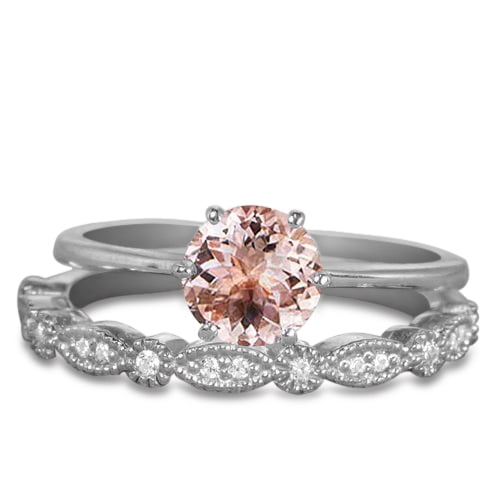1.5 Carat Round cut Morganite Engagment ring with 18k Gold Plating