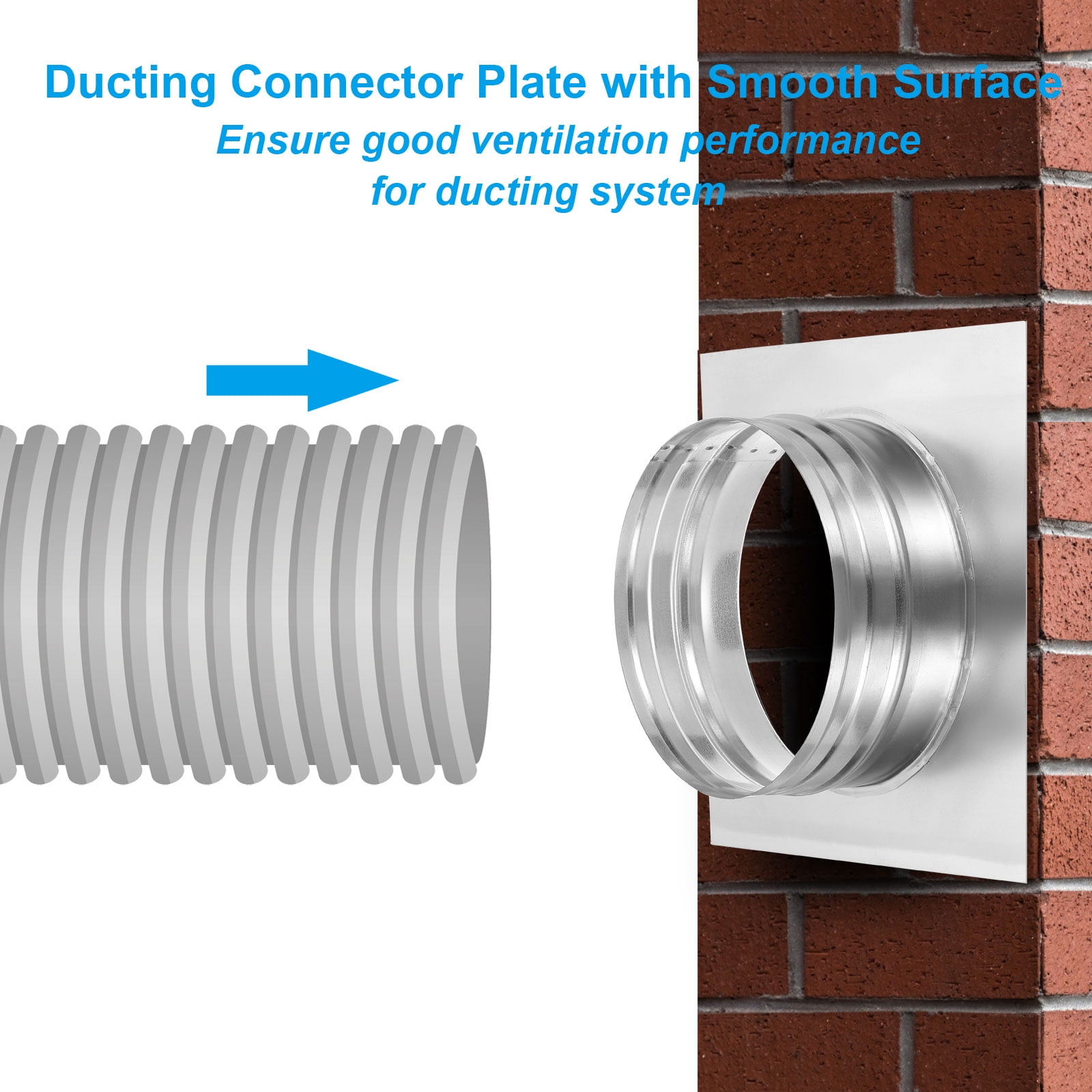 Uxcell Duct Connector Flange, Dryer Vent Wall Plate Square to Round Straight Pipe Flange Chimney Top Plate 7.09 x 7.04 x 9.84 inch