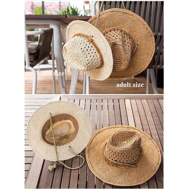 Straw Cowboy Hat Wide Brim Sun Hat Cowgirl Summer Panama Hat  display picture 3