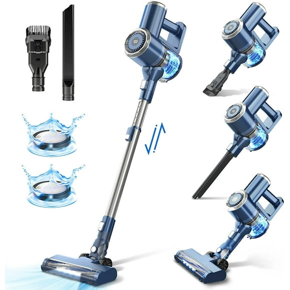 Aspirateur-balai Sans Fil Remis à Neuf Prettycare W200, Aspirateur Léger, Aspiration Puissante 20 kPa, Bleu