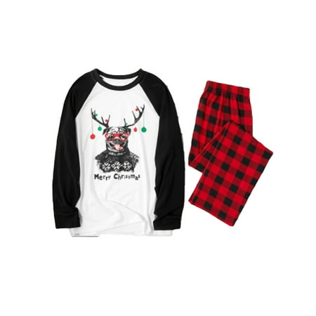 

Gupgi Family Parent-Child Christmas Top Elastic Plaid Pants Pajamas Set