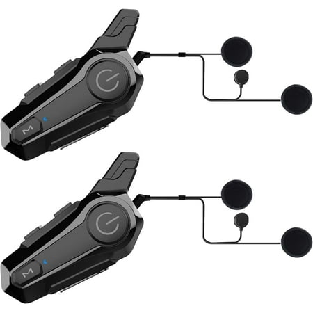 Motorcycle Helmet Intercom Headset E1 with CVC Noise Cancellation Stereo Music IPX6 Waterproof for Full Face Helmet 2 Pack