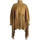 thumbnail image 3 of Top de flecos de manga larga con cuello alto para mujer Abrigo de poncho con borla de talla grande Fokelyi HMFJ296-16, 3 of 7