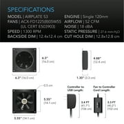 AC Infinity 305-402 AC Infinity AIRPLATE S3 6 Home Theater and AV Cabinet Cooling Fan System with Speed Control
