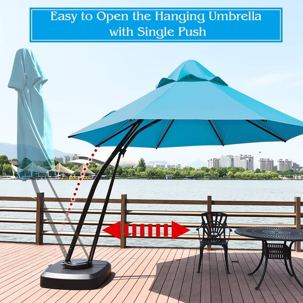 coral coast 11 ft offset patio umbrella Kingdom 11FT Cantilever with Base Large Curvy Outdoor Aluminum Umbrella w/ 360 Rotation, UV Resistant Canopy for Patio, Garden, Backyard, Beige : Patio, Lawn & Garden Premium Material Deluxe Offset Patio Umbrella |