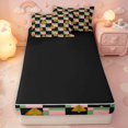 thumbnail image 4 of Manfei Festive Christmas Tree Zipper Twin Comforter Sets with Fitted Sheet and 2 Pillowcases,Modern Checkerboard Zipper Bedding Set,Green Pink,Black Reversible,4pcs, 4 of 8