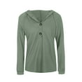 thumbnail image 4 of Bmisegm Ladies' European and Knitted Drawstring Button V Neck Long Sleeved Hoodie Hoodies for Women for Fashion Style GN1 M, 4 of 5
