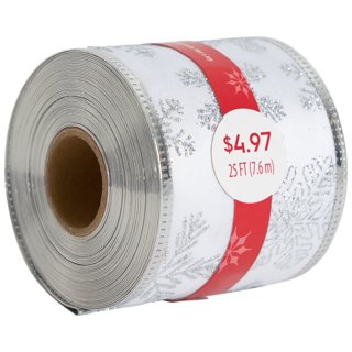 1 Roll Portable Ribbon Add Atmospheres Polyester Printed Snowflake Deer Glitter Ribbon for Home Pink Polyester