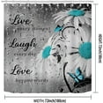 thumbnail image 2 of Teal Floral Shower Curtain, Live Laugh Love Inspirational Quote Turquoise White Daisy Flower Blue Butterfly Modern Bathroom Decor, Waterproof Fabric Shower Curtain Set, 72 X 72 Inch, Raindrop, 2 of 6