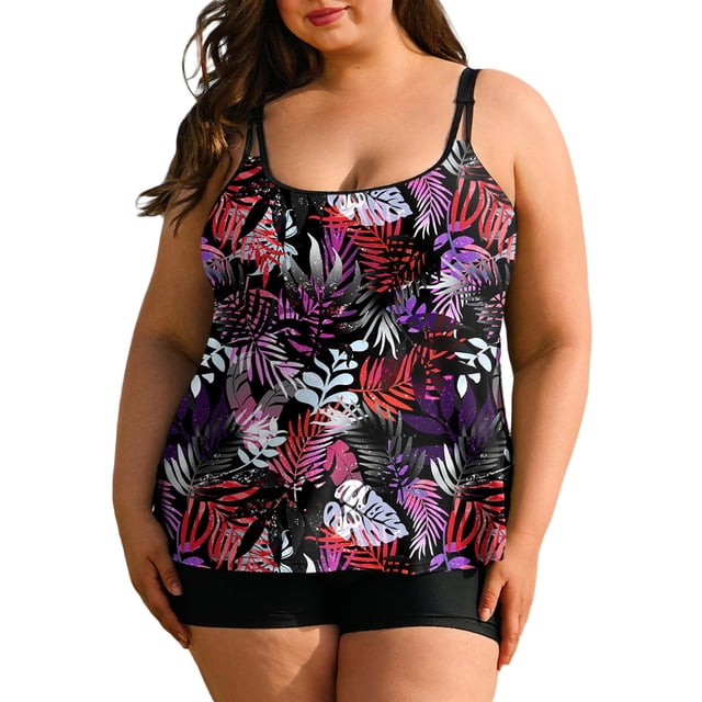 Traje de baño Tankini Aleumdr para mujer, talla grande, Tummy Control