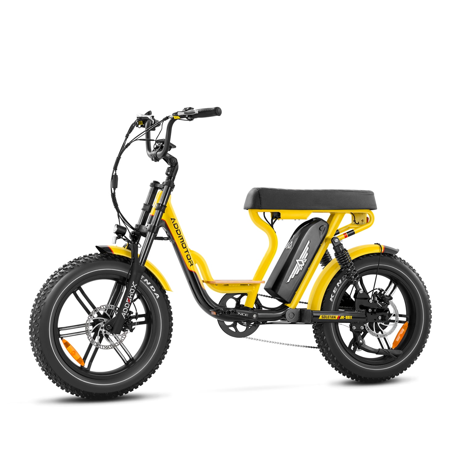 Addmotor Moped-Style Electric Bike, 750W Electric Bicycle 20Ah, Fat Tire Step Through City Cruiser Ebike for Adults, M-66X Yellow
