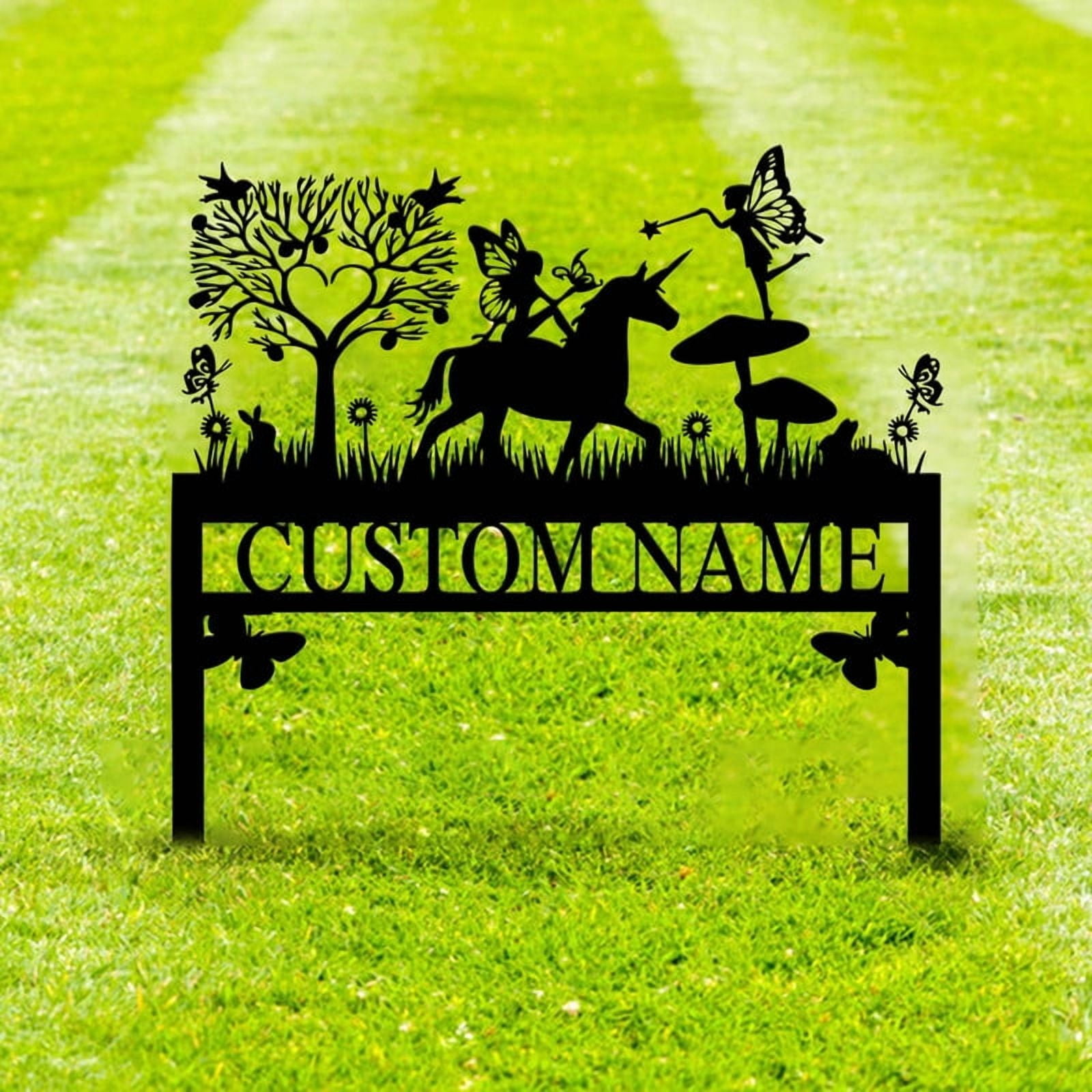 Customized Butterfly Bird Garden Name Sign | Personalized Memorial Garden Signs Outdoors | Custom Metal Yard Sign Plaque Stakes Decor
