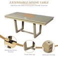 thumbnail image 4 of Harper & Bright Designs Expandable Dining Table Set for 6, Wooden Rectangular Kitchen Table with Removable Leaf, 4 Upholstered Dining Chairs and Long Bench, Natural, 4 of 20