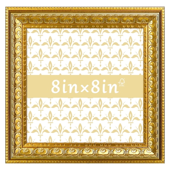8x8 Picture Frame - Gold Vintage Ornate Wall or Tabletop Photo Frame