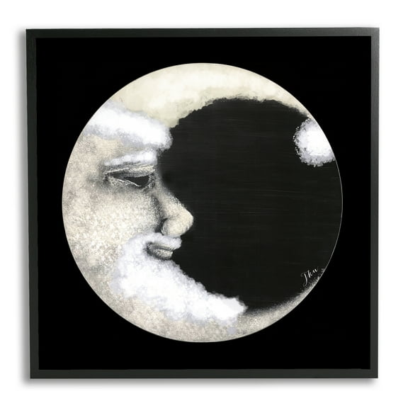 Stupell Smiling Round Moon Face Landscape Painting Black Framed Art Print Wall Art