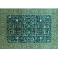 thumbnail image 1 of Ahgly Company Machine Washable Indoor Rectangle Oriental Turquoise Blue Industrial Area Rugs, 2' x 5', 1 of 4