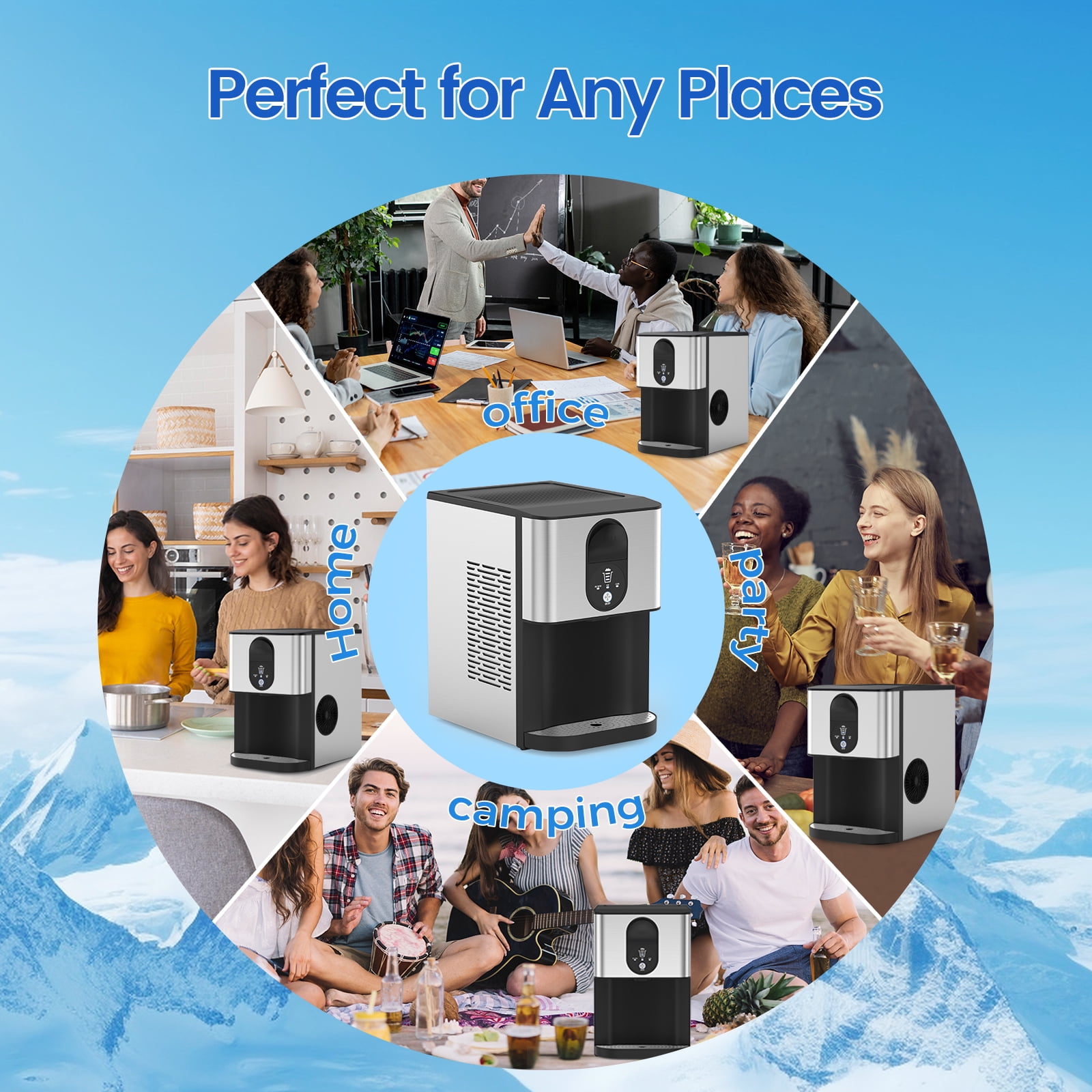 KNDKO Nugget Ice Maker Make Ice Efficiently, Be Ready For Ice Available In 15-20 Mins For 1-2 Cups Of Drink And Make 44 Lbs Ice In 24 Hours, Perfect For Family Party Or Office