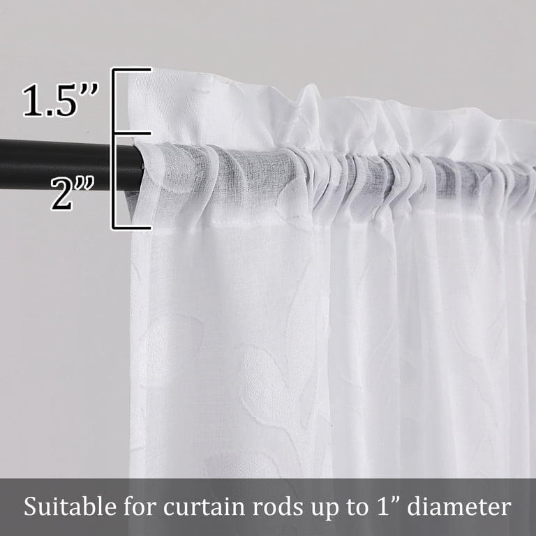 OVZME Darla 42x54 Light Filtering White Sheer Curtains photo 2