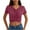 Wine 1, variant on Kaemgyyd Crop Tops for Women Summer Trendy Outfits Solid Color Short Sleeve V Neck Ruched Basic Tee Beach Vaction Clothes