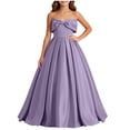 thumbnail image 2 of Shihyeh Girls Strapless Satin Ball Gown With Bow Flower Girl Dress For Wedding Bridesmaid Pageant Birthday Party Floor Length A-Line Dress For Kids Teens, 2 of 9