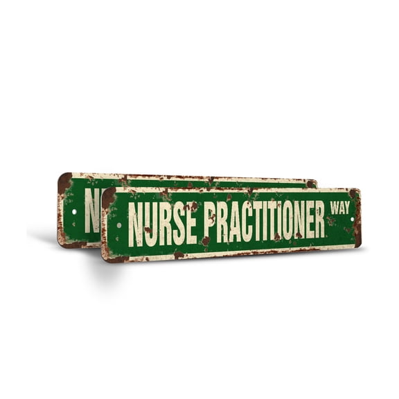 NURSE PRACTITIONER Vintage Style Rustic Street Sign – (2 Pack) Nurses Np Physician Assistant Medical Retro Decorative Wall Sign for Home, Bar, Garage, or Outdoor Use | 6" X 24" Plastic