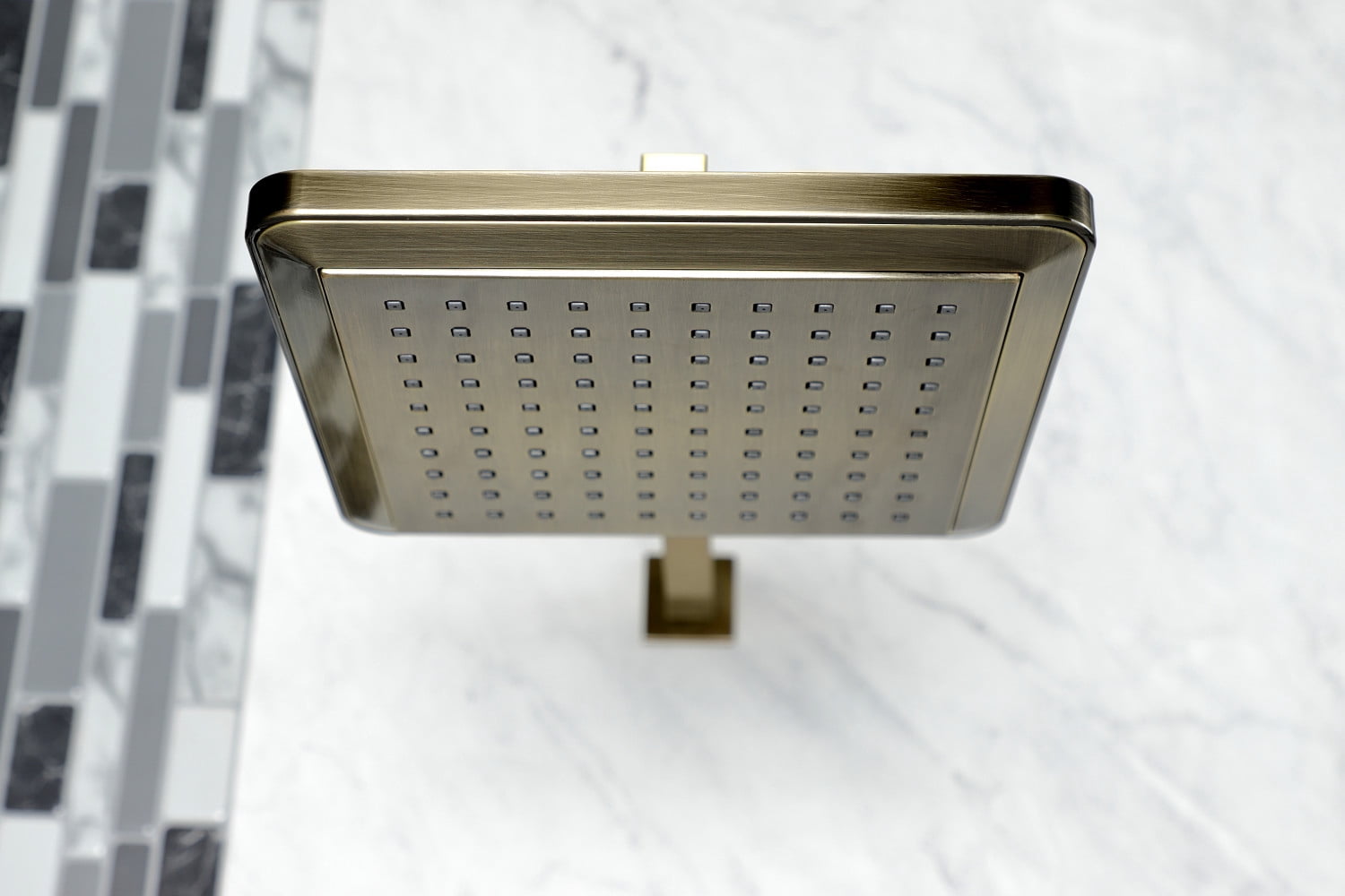 Kingston Brass K250A3CK Shower Scape 9-5/8" Square Shower Head with Shower Arm, Antique Brass