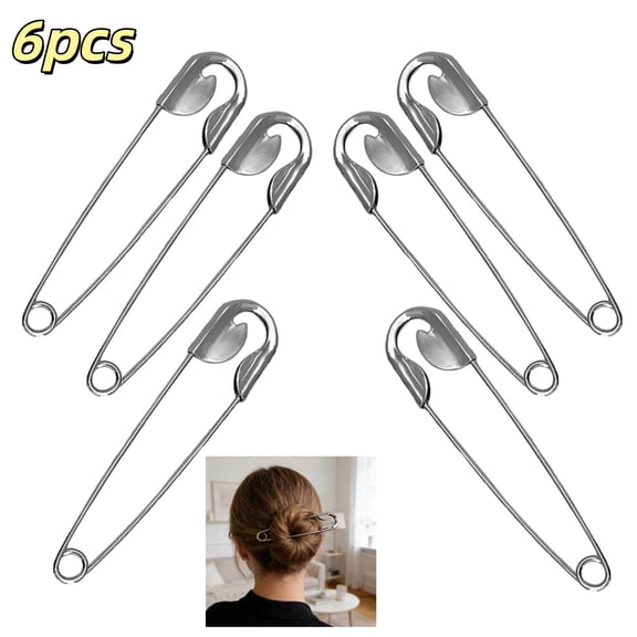 Hoosue Giant Safety Pin Hair Clip, Claw Clip, Silver, 1 Count