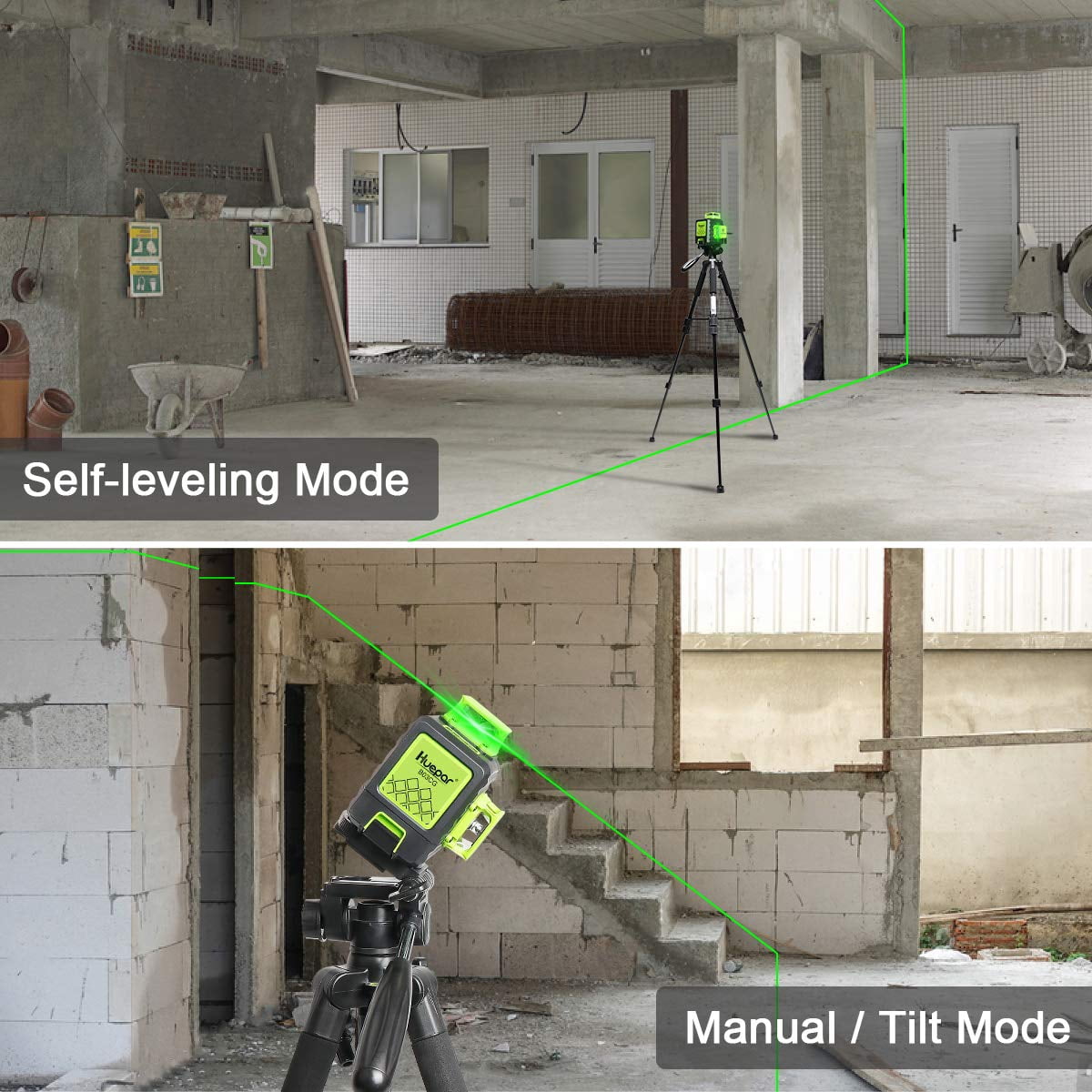 3D 12 Lines Self-leveling Laser Level, 200Ft Green Beam Cross Line Laser Levels Tool with Li-ion Battery, Type-C Charging Port and 360° Magnetic Pivoting Base