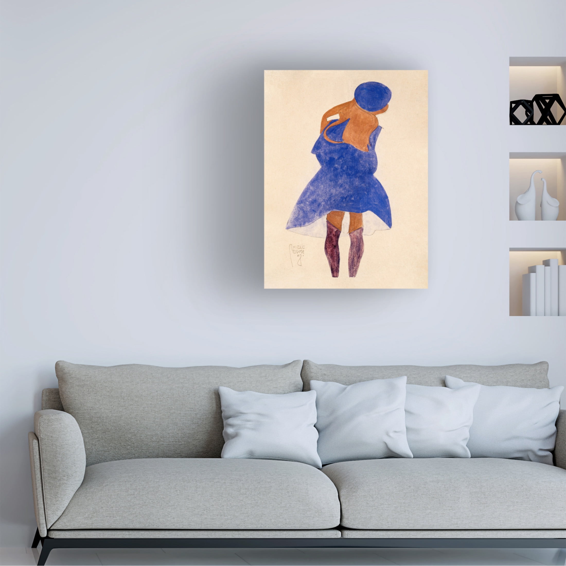Canvas Wall Art - Pictufy  'Standing Girl, Back View 1908' Wall Art for Living Room, Bedroom, or Office Décor by Trademark Fine Art - 24 x 32 Inches