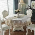 thumbnail image 6 of Table Cloth Gold Velvet Silver Europe Luxury Embroidered Table Dining Table Cover Rectangle TableCloths Lace Cabinet Dust Cover (HM868,Diameter 150cm Round), 6 of 6