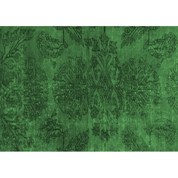 Ahgly Company Indoor Rectangle Abstract Emerald Green Modern Area Rugs, 5' x 7'