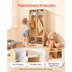 thumbnail image 5 of Armario infantil VEVOR de 2 secciones, organizador de almacenamiento de madera para niños pequeños con 4 ganchos y kit antivuelco, armarios infantiles con 4 pequeñas cajas de almacenamiento abiertas, 5 of 8