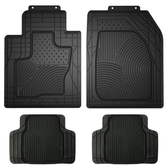 SmartFit 4-Piece Black All-Weather Heavy Duty SUV and Crossover Floor Mats, Rubber, Universal, Custom, Set, Front, Back