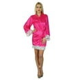 thumbnail image 6 of Bimba Women Kimono Sleeve Satin Short Robe Getting Ready Bride Bridesmaid Lace, 6 of 6