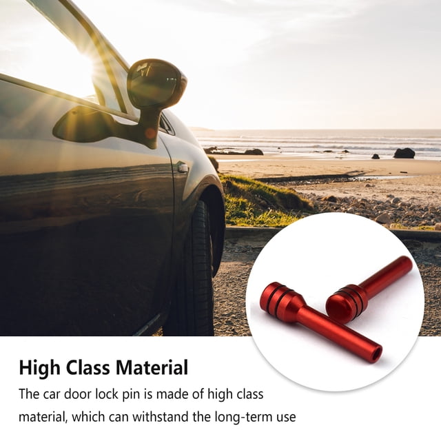 2pcs Voiture Serrure de Porte Serrure Pin Modification de Couleur Unie Portes Accessoires Modifié Composants Universel Bouton de Verrouillage Remplacement Rouge
