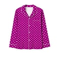 thumbnail image 3 of Annhoo Pajama Sets for Women Polka Dots Lounge Outfits Long Sleeve Lapel Button down Shirts 2 Piece Nightwear, 3 of 4