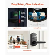 KFFKFF Keyless Entry Door Lock with Handle, Electronic Door Lever with Keypad, Programmable User Codes, Keyed Access, Auto Locking, Privacy Password Protection, Illuminated Keypad