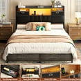 thumbnail image 6 of Aheaplus Twin Headboard with Drawer Storage and RGB LED Light, Twin Size Upholstered Headboard with Charging Station and Bookcase, for Bedroom/Dorm Room/Guest Room, Black Oak, 6 of 7