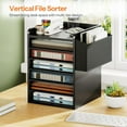 thumbnail image 3 of Adjustable Countertop Mail Sorter, 6 Tier Wooden Paper Organizer, Vertical Literature Organizer with Side Storage, Office Mailbox Cubbies, Classroom Mailbox, for Home, Office, Black, 3 of 9