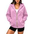 thumbnail image 2 of AnuYalue Women's Zip Up Hoodies Loose Fit Long Sleeve Sweatshirts Pockets Drawstring Track Jackets Trendy Hoodie, 2 of 6