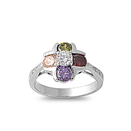 Colors of Love Cubic Zirconia Ring Sterling Silver 925