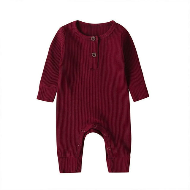 Girls Bodysuits Toddler Winter Long Sleeve Ribbed Solid Color Jumpsuit Outwear for Baby Clothes
