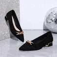 thumbnail image 6 of ZunFeo Womens Black Velvet Flats Pointed Toe Slip On Low Block Heel Shoes with Chain Detail for Work & Casual (Sizes 5.5-9),Size 9, 6 of 9