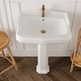 thumbnail image 5 of Dynasty 23 in. W. x 19 in D Tall White Vitreous China Rectangular Pedestal Bathroom Sink with Overflow, 5 of 13