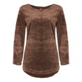 thumbnail image 3 of Sweaters For Women Crew Neck Plush Top Long Sleeve Thin Fashion Pullover Sweater Polyester Brown Size S-5Xl Oversized Sweaters For Women, 3 of 6