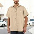 thumbnail image 2 of Zimjoy Men's Work Shirt Casual Short Sleeve Big and Tall Shirts Men Relaxed Fit Collar Two Pockets T-Shirts Lightweight Mechanic Industrial Work Wear, Khaki 3XL, 2 of 8